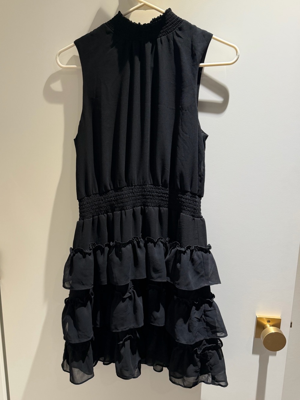 1. State Black Sleeveless Ruffle Tiered Mini Dress, size M